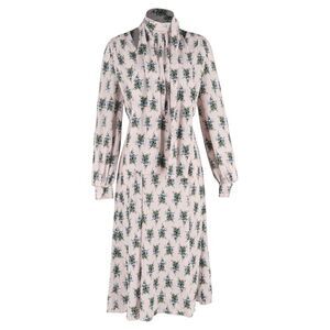 Emilia Wickstead Floral-Print Loong Sleeve Midi Dress in Multicolor Polyester